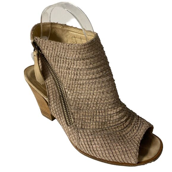 Paul Green Willow Peep Toe Bootie Boot Textured Snake Zip Beige Tan 4.5 … - Picture 1 of 10